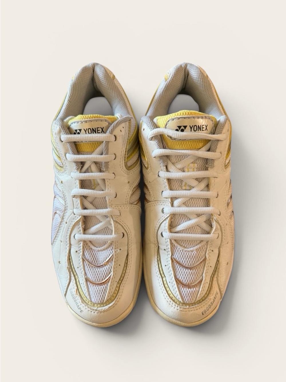 Yonex Ergoshape Court Shoes White Gold Women’s 8.5 Badminton Tennis Indoor